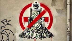 Cash is no longer king depicted as wall graffiti. 